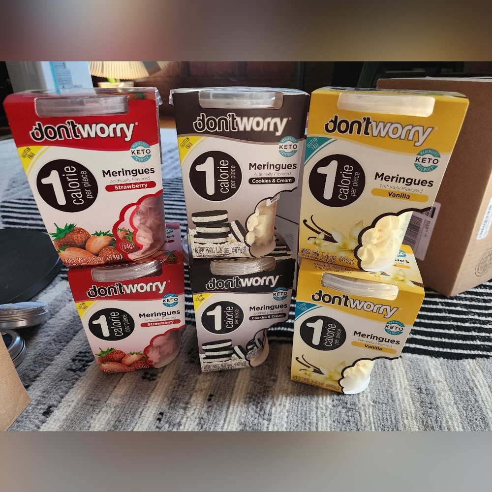 Keto Friendly Meringue Cookies - Cookies & Cream, Vanilla, Strawberry LOT